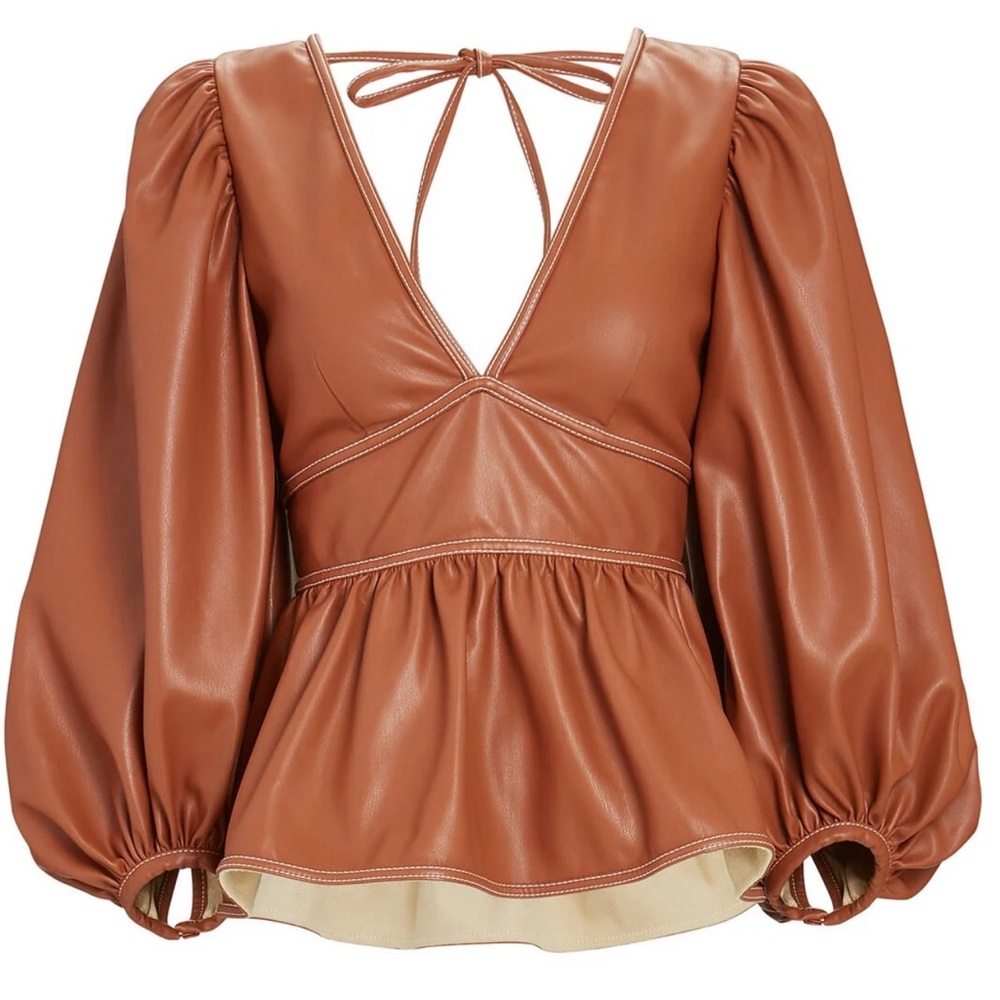 Staud Vegan Leather Blouse- Size 4